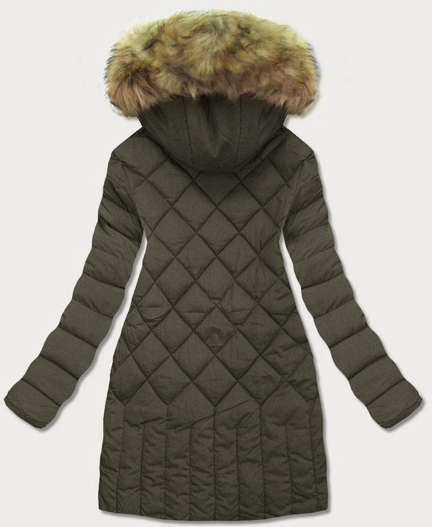 Pikowana kurtka damska zimowa khaki (lf808)