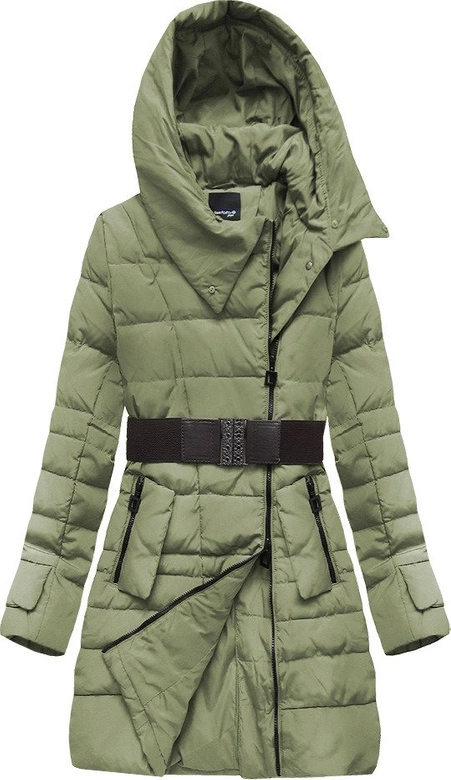 KURTKA Z KAPTUREM I PASKIEM KHAKI (418ART)