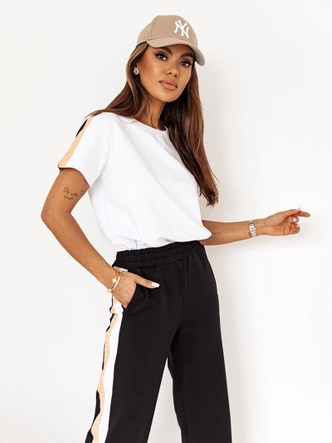 Komplet sportowy t-shirt oversize i spodnie dresowe biały (VE89)