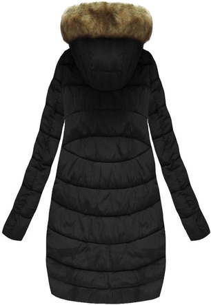 KURTKA DAMSKA ZIMOWA Z KAPTUREM CZARNA (B3577)