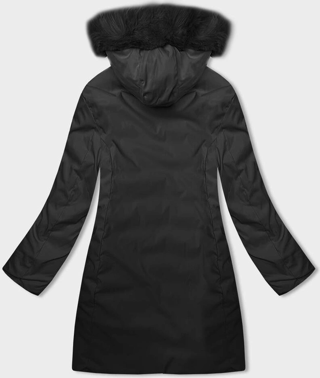 Zimowa dwustronna kurtka damska z kapturem beż-czarny (B8203-1201)