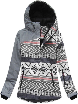 KURTKA ZIMOWA Z MEMBRANĄ SZARO-BIAŁA (W188)