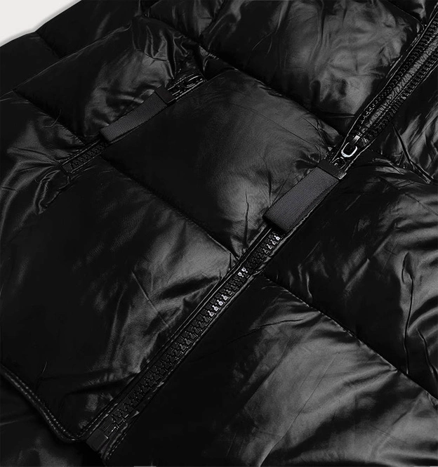 ASYMETRYCZNA KURTKA DAMSKA ZIMOWA CZARNA (8953-A)