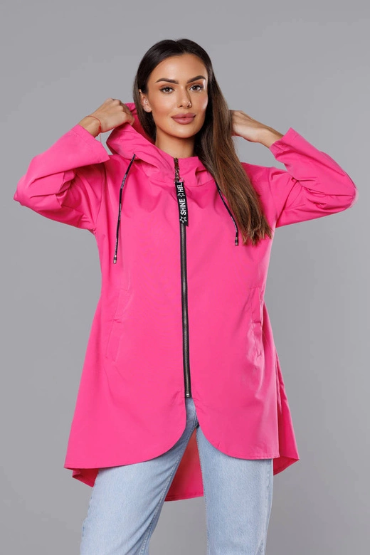 Cienka asymetryczna narzutka damska różowa (B8117-83)