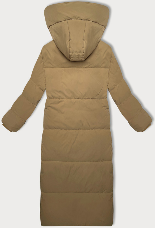 Długa kurtka płaszcz o prostym kroju camel (WD202229)