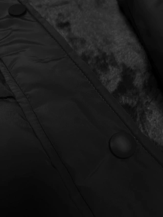 Długa kurtka zimowa z kapturem czarna (V726)