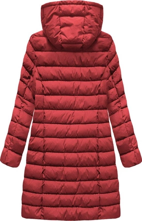 PIKOWANA ZIMOWA KURTKA DAMSKA Z KAPTUREM CZERWONA (7793PLUS)