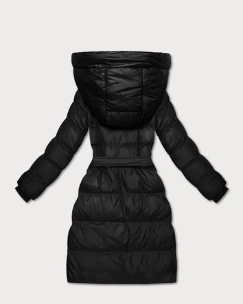 Pikowana kurtka zimowa z paskiem J Style czarna (5M3253-392)