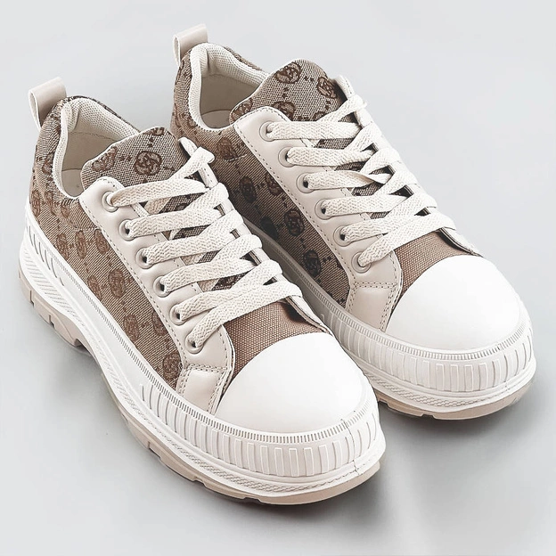 Trampki na grubej podeszwie jasnobeżowe (s067)