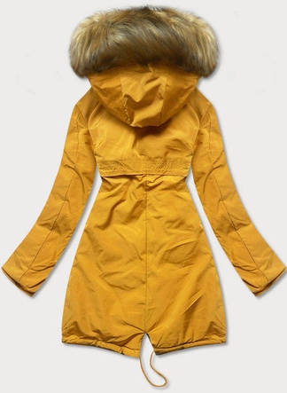 Dwustronna zimowa kurtka damska żółto-czarna  (m-136)