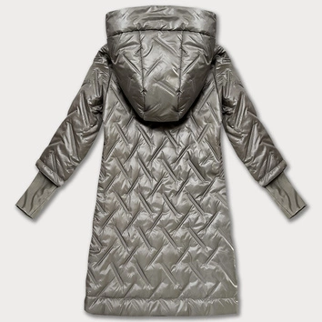 Pikowana kurtka z kapturem fason trapez beżowa (T2-2290#-62)