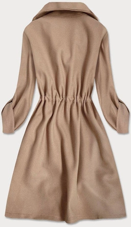 LUŹNY PŁASZCZ DAMSKI Z KLAPAMI CIEMNY BEŻOWY (20536)