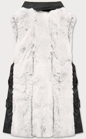 Elegancka kamizelka ekoskóra i futro czarno-biała (br9592-2601)