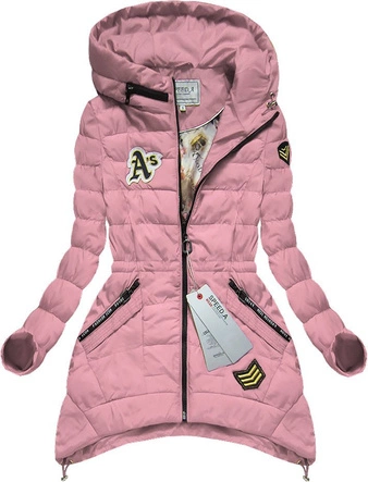 RÓŻOWA KURTKA Z NASZYWKAMI (W507BIG)