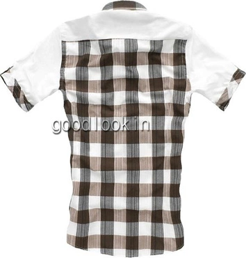 KOSZULA NA KRÓTKI RĘKAW JEEL Jeans BRĄZOWA (3113)