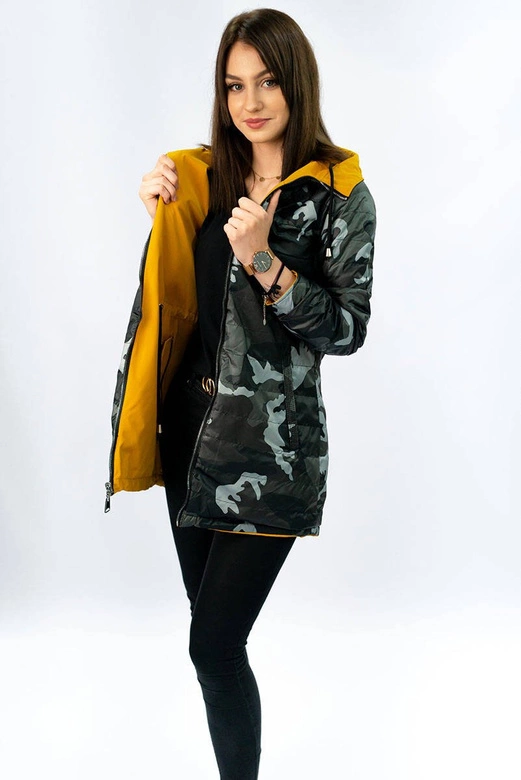DWUSTRONNA KURTKA Z KAPTUREM ŻÓŁTA (W646)