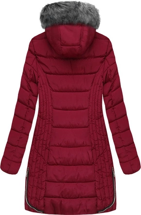 PIKOWANA DAMSKA KURTKA ZIMOWA Z KAPTUREM BORDOWA (B2632-30)