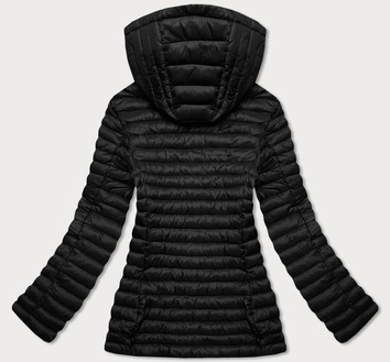 Pikowana kurtka z kapturem czarna (7218big)