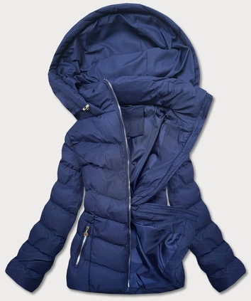 Krótka puchowa kurtka zimowa damska granatowa (5m726-215)