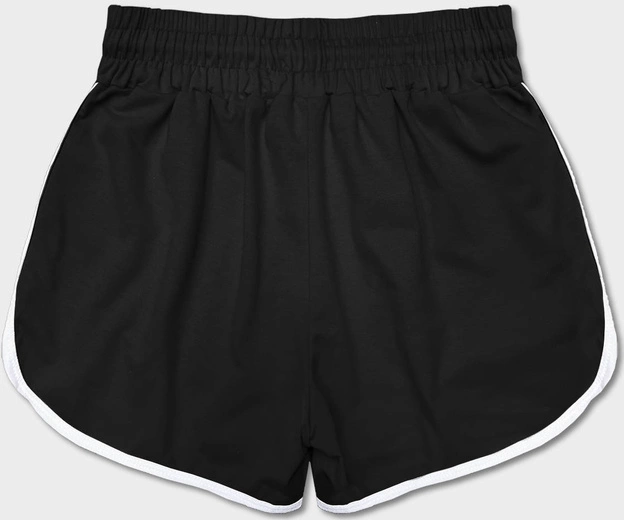 Damskie szorty z kontrastową lamówką czarne (8K208-3)