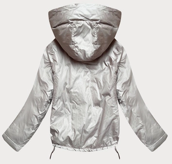 Krótka dwustronna kurtka damska zielony/beż (bh-2204)