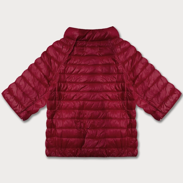 Dwustronna kurtka damska plus size z rękawem 3/4 Minority czerwona/kwiaty (M23-7010-16)