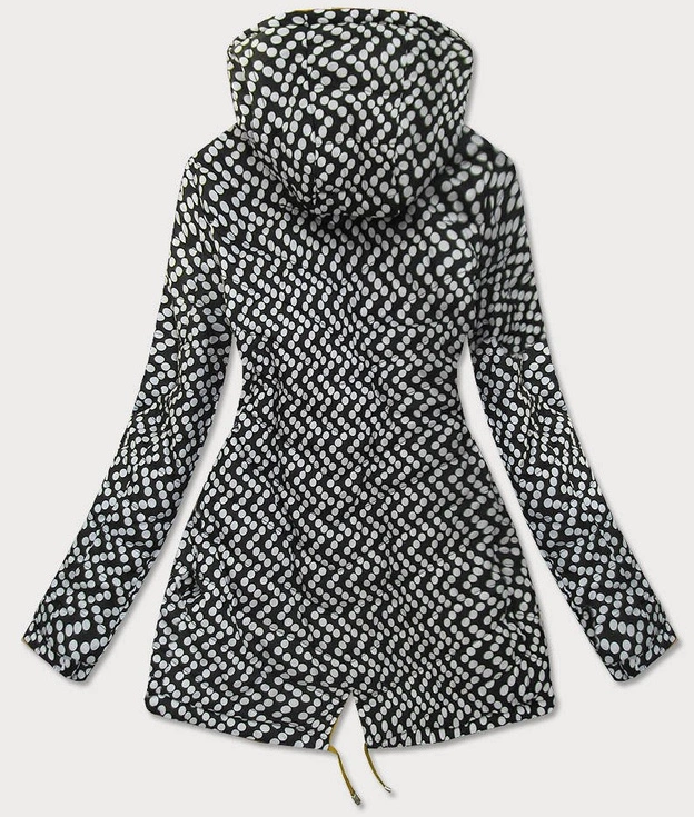 Dwustronna kurtka parka damska żółta/kropki (w662big)