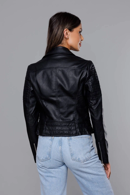 Krótka ramoneska z kołnierzem czarna (11Z8031)