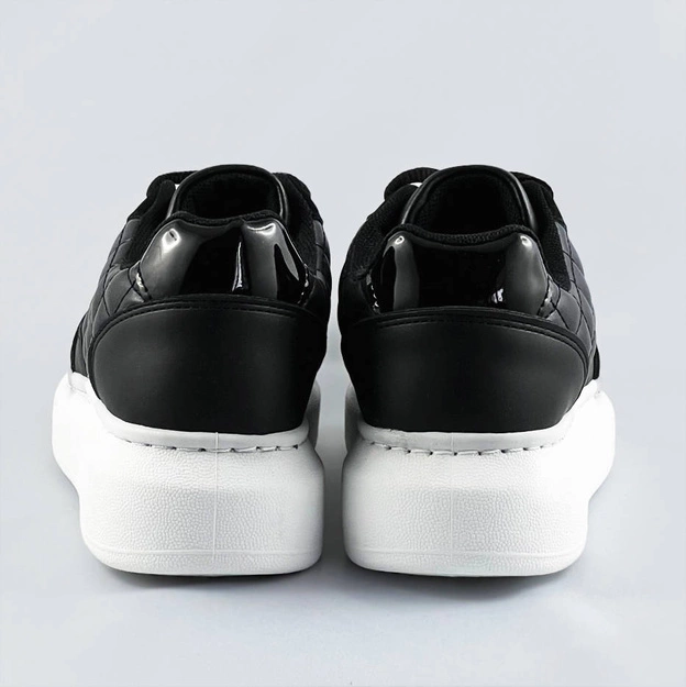 Damskie sznurowane półbuty sportowe czarno-białe (rc-50)