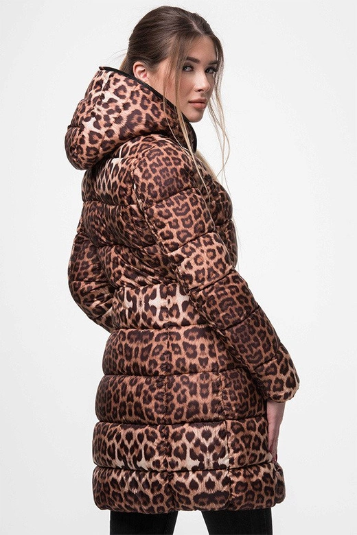 DWUSTRONNA KURTKA W PANTERKĘ BRĄZOWO-CZARNA (J9-009)