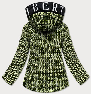 Kurtka damska we wzorki czarno-zielona (w711)