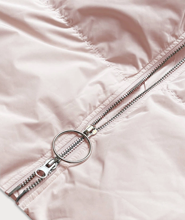 DAMSKI ZIMOWY PŁASZCZ Z KAPTUREM I PUCHEM NATURALNYM ŁOSOSIOWY (17117)