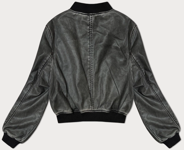 Kurtka bomber ze skóry ekologicznej szara (TT042)