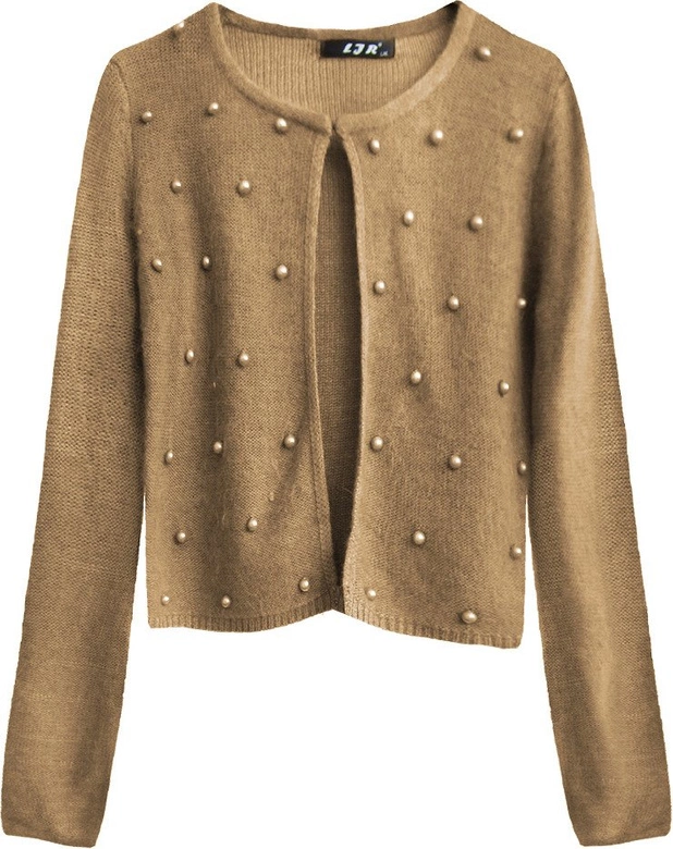 SWETER Z PEREŁKAMI KARMELOWY (X1601X)