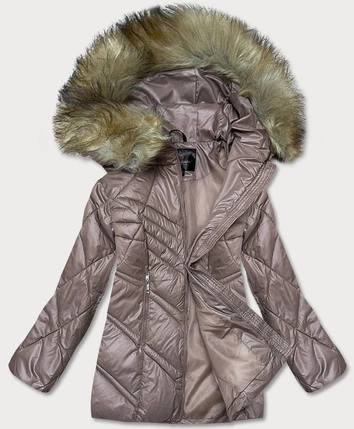 Przejściowa kurtka damska z kapturem cappuccino (H-97)