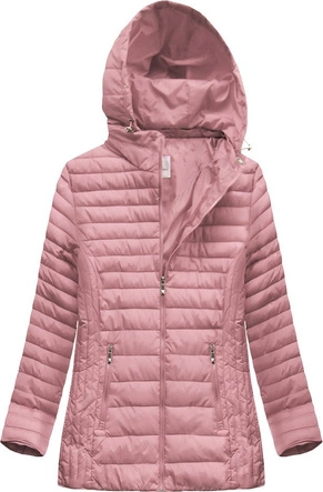 PIKOWANA KURTKA Z KAPTUREM RÓŻOWA (XW262BIGX)