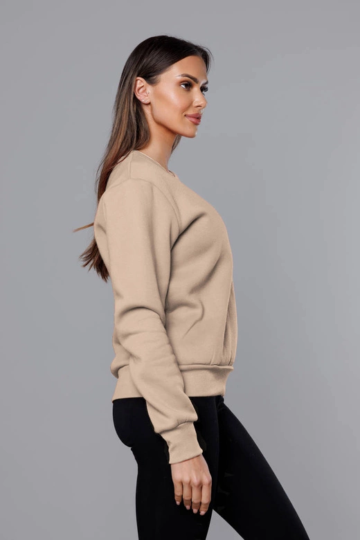 BLUZA DRESOWA DAMSKA ZE ŚCIĄGACZAMI CIEMNOBEŻOWA (W01-6)