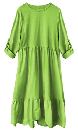 BAWEŁNIANA SUKIENKA OVERSIZE LIMONKOWA (278ART)