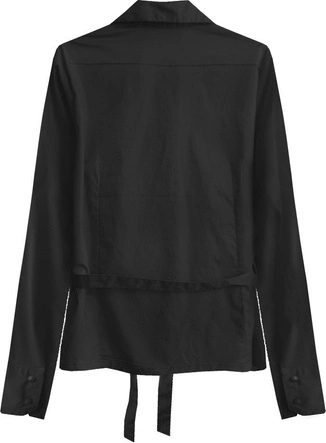 BAWEŁNIANA KOSZULA Z PASKIEM CZARNA (1017)