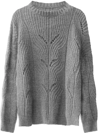 MIĘKKI AŻUROWY SWETER CIEMNOSZARY (495ART)