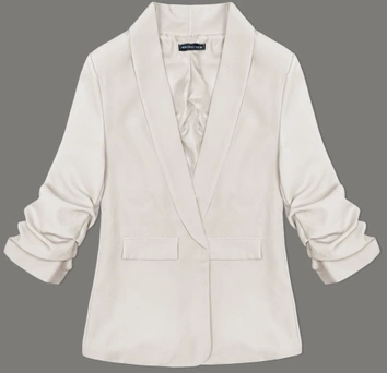 Cienka marynarka z marszczonymi rękawami jasny beż (22-356)