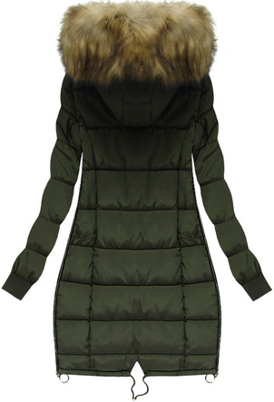 PIKOWANA KURTKA Z KAPTUREM KHAKI (W128)