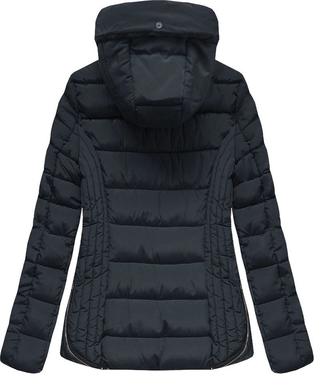 PIKOWANA ZIMOWA KURTKA DAMSKA Z KAPTUREM GRANATOWA (B2631)