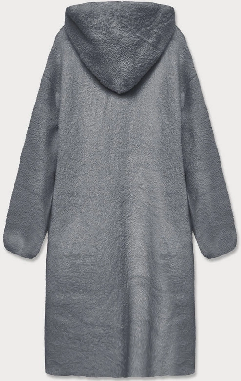 Narzutka z kapturem a'la wełna szara (b3006)