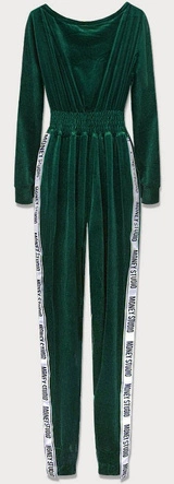 DŁUGI KOMBINEZON WELUROWY Z LAMPASAMI ZIELONY (627ART)