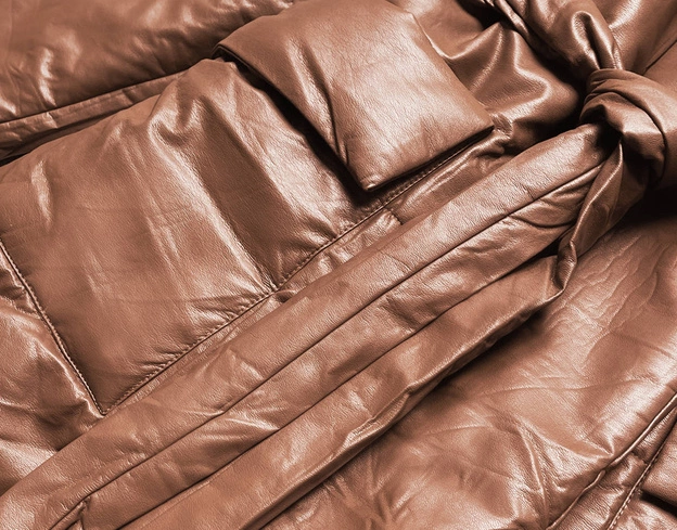 Kurtka oversize skóra ekologiczna brązowa (ag1-j9080)