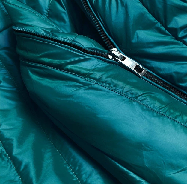 PIKOWANA KURTKA DAMSKA KAPTUR TURKUSOWA (6366)