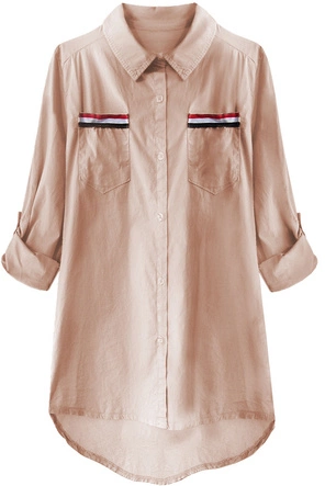 BAWEŁNIANA ASYMETRYCZNA KOSZULA ANTYCZNY RÓŻ (232ART)