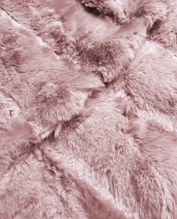 DŁUGA KAMIZELKA FUTRZANA Z KAPTUREM PUDROWY RÓŻ (BR9740-81)