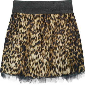 PLISOWANA SPÓDNICA MINI W PANTERKĘ BRĄZOWA 1 (381ART)